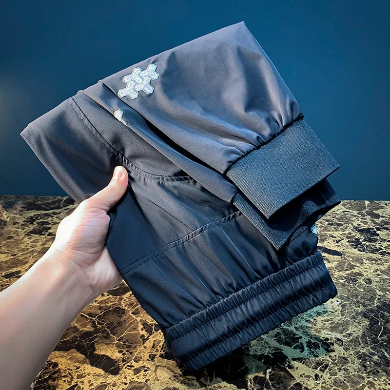 

Summer thin sports quick drying pants for men's fashion trend, elastic slim fit, breathable casual pants