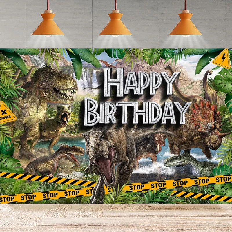 Safari Jungle Dinosaur World Photography Backdrop Boys Kids Birthday Background Indoor Outdoor Party Backdrop Wall Banner Decor