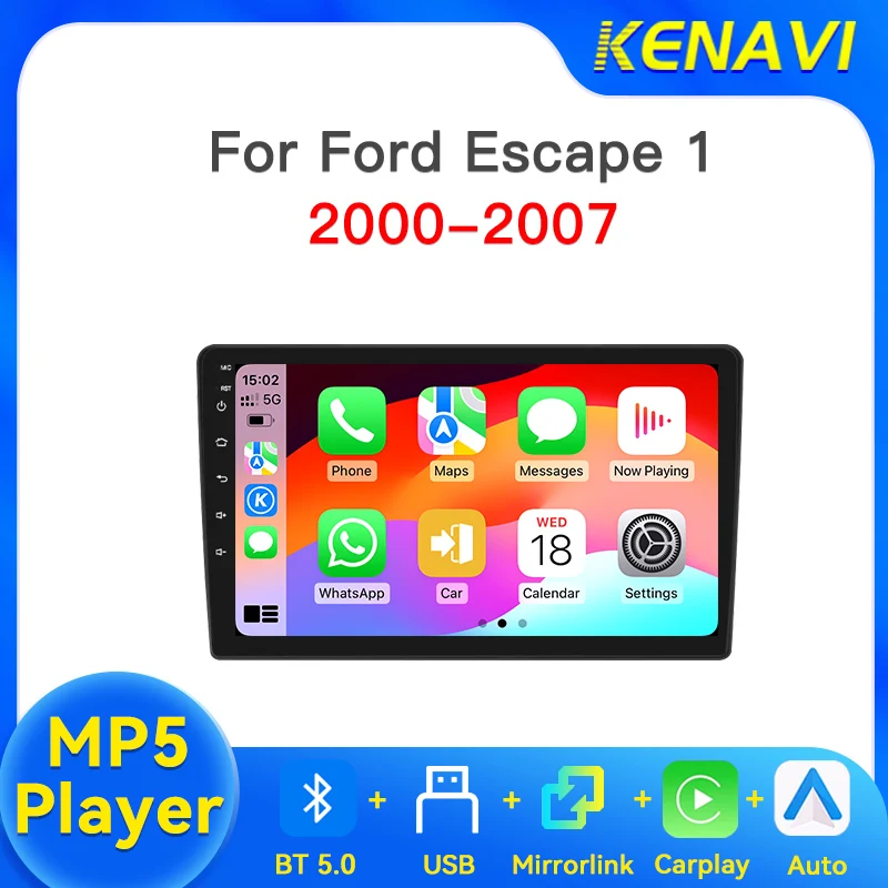 2Din Car Stereo Radio For Ford Escape 1 2000-2007 With Carplay Android Auto FM Bluetooth 5.0 USB MP5 Multimedia Player Head Unit