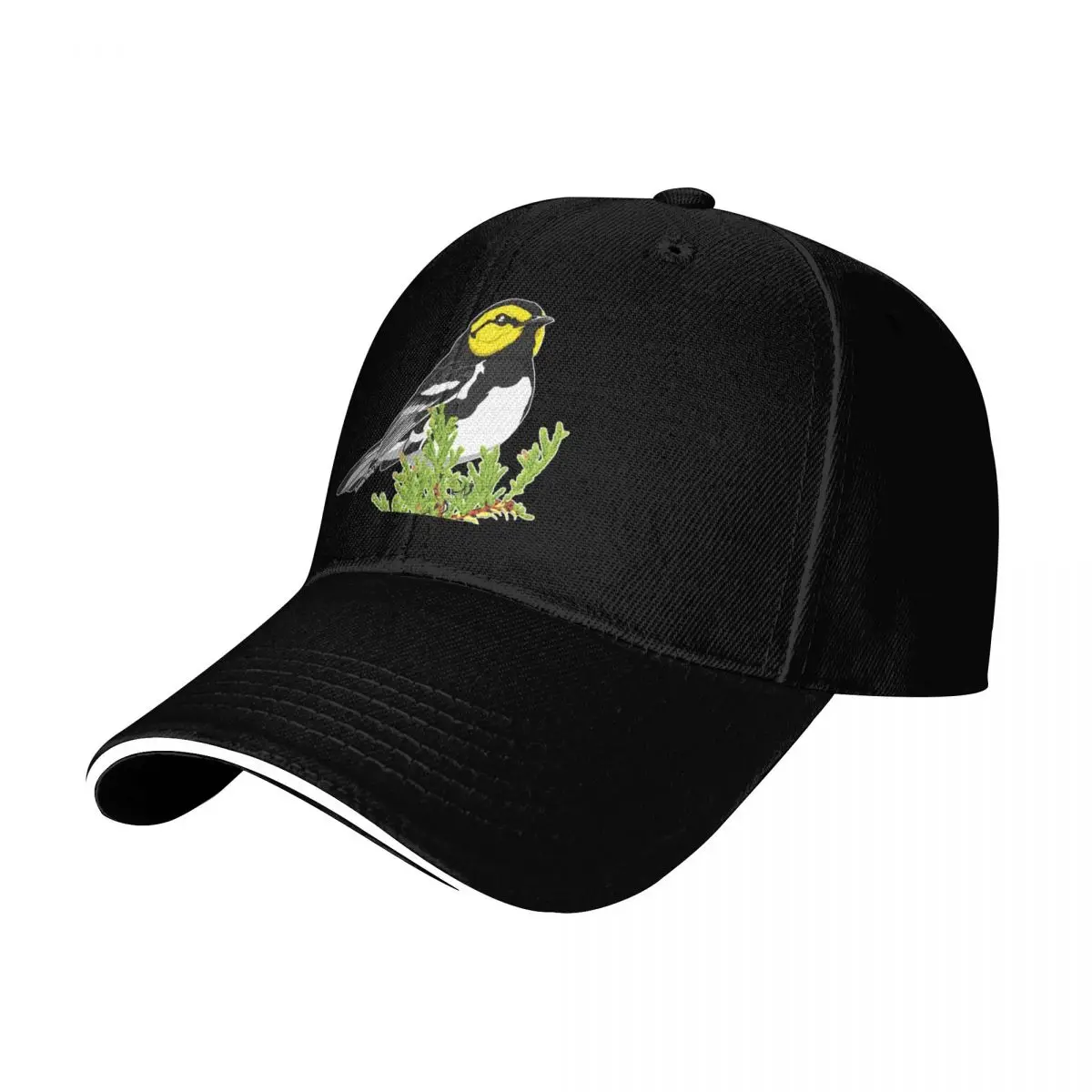 Golden-cheeked Warbler Baseball Cap Cotton Twill Breathable Contrast Two Tone Brim Snapback Flat Bill
