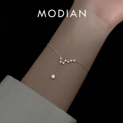 MODIAN Genuine 925 Sterling Silver Galaxy Stars Swing Clear CZ Link Chain Bracelet Female Fashion Jewelry For Women Accessories