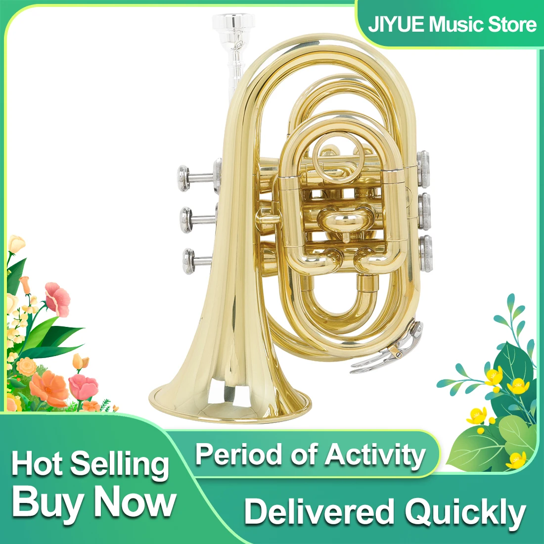 

SLADE LDP650 Карманная труба Palm Bb Tune Латунный корпус Корнет Латунные инструменты с футляром Детали и аксессуары для мундштука для перчаток