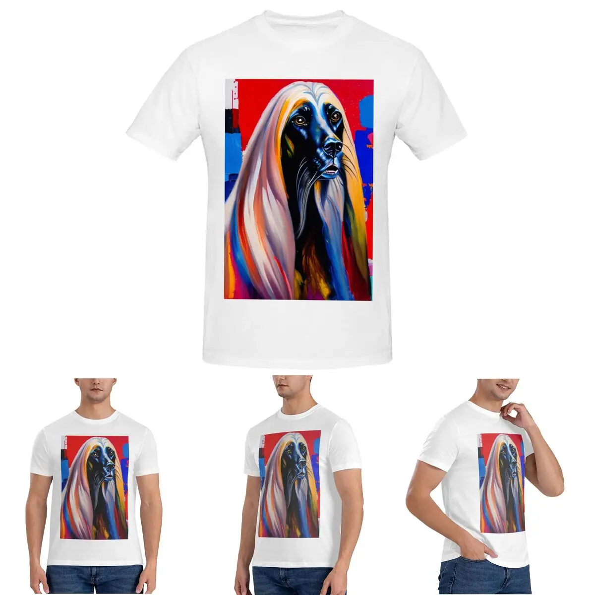 

Beautiful Afghan Hound T-Shirt for Men Cotton Plus Size T Shirts Men's Short Sleeve Crew Neck Summer Clothes Tops S-6XL