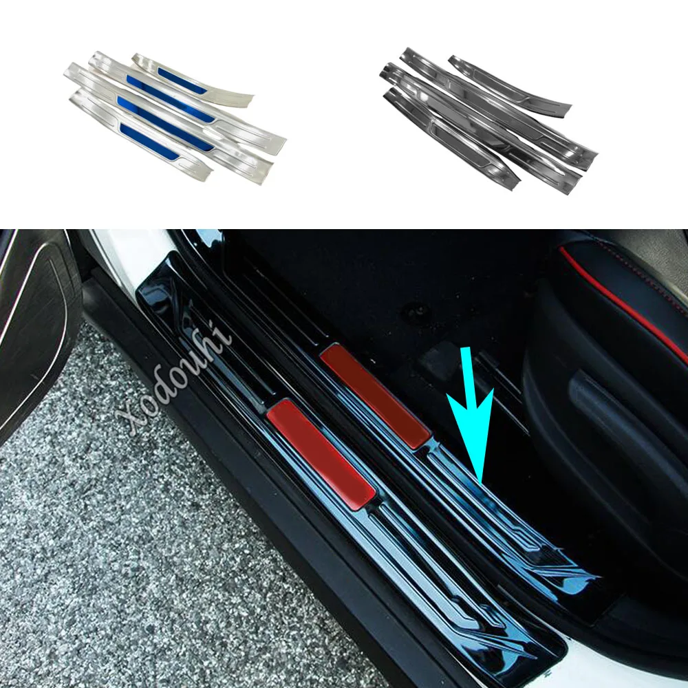 

For Hyundai Tucson 2019 2020 2021 Car Styling Cover Stainless Steel Pedal Door Sill Scuff Plate Cover Inner Stick Threshold 4PCs