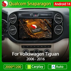 Android 14 Car Radio For VW Volkswagen Tiguan 1 NF 2006 - 2016 Multimedia Stereo Video Player Carplay Auto 4G WIFI Head Unit GPS
