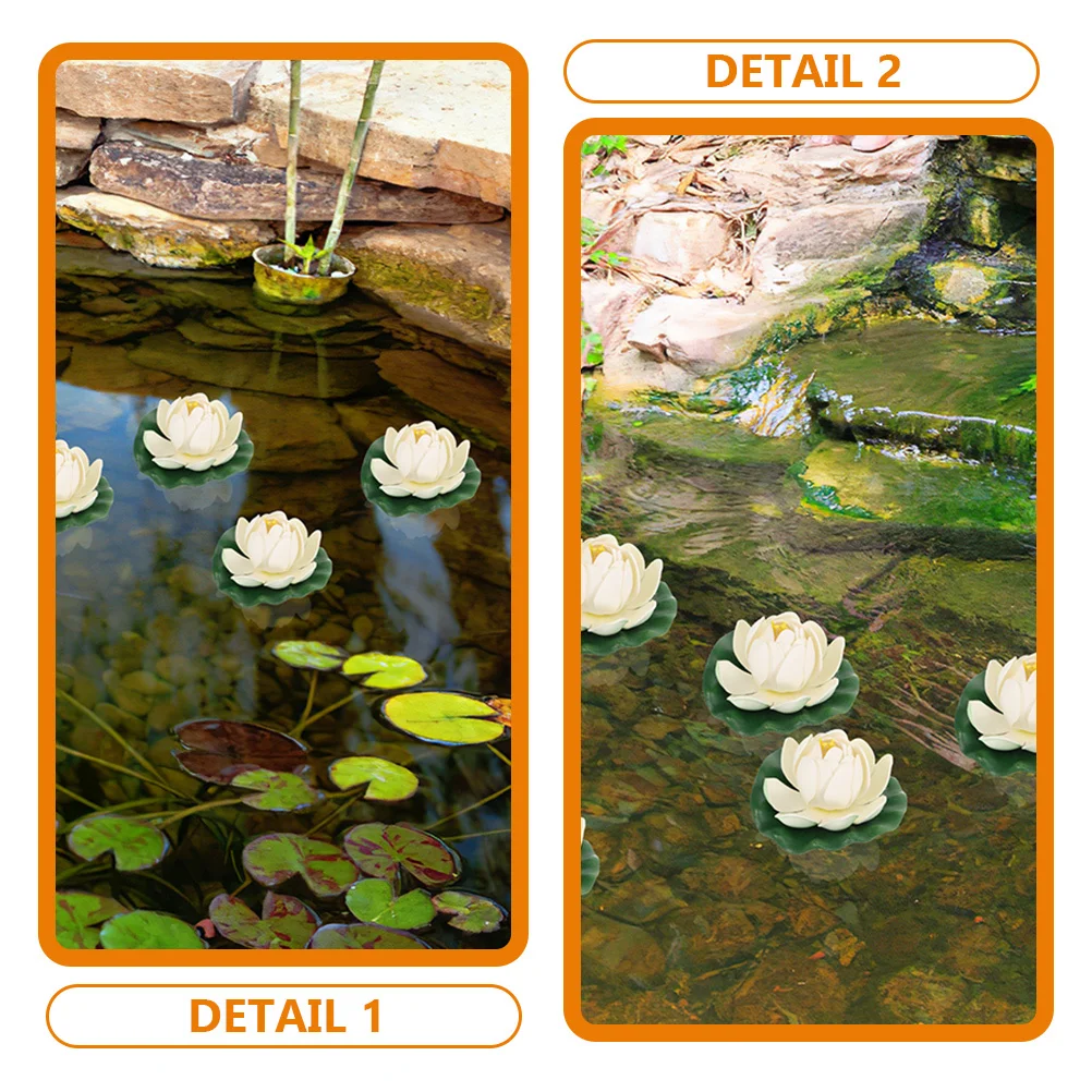 

6pcs Artificial Lotus Flowers 10cm Pink Half Opened Floating Decor for Pond Pool Garden Fish Tank Simulation Decorative Props