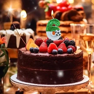 Zahlenkerzen für Geburtstagstorte, Fußballkerzen, Cupcake -Topper, Kuchendekoration Supplies 6 Hauptverkaufs -Top -Fußballball - №2