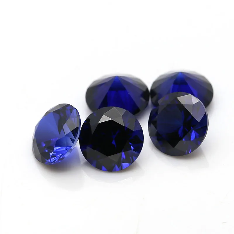 

Blue Sapphire Stone Round Cut Synthetic Loose Corundum Gemstone 34# For Jewelry/Inlay/Ring