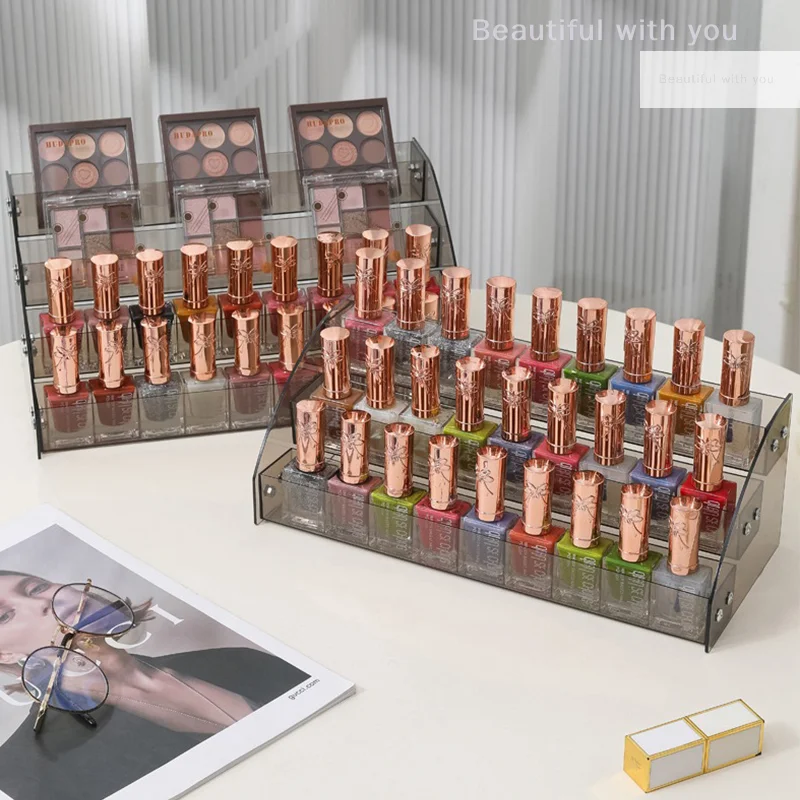 

2/3/4/5/6/7 Layers Acrylic Nail Polish Display Organizer Shelf Clear Cosmetic Rack Frame Jewelry Stand Holder Organization Tools