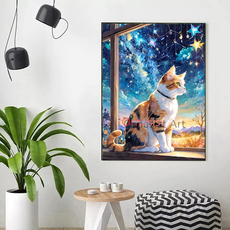 Animal AB Fairy Dust Diamond Painting Set Star Sky Dog Full Crystal Embroidery Cat Mosaic Cross Stitch Handmade Gift Home Decor