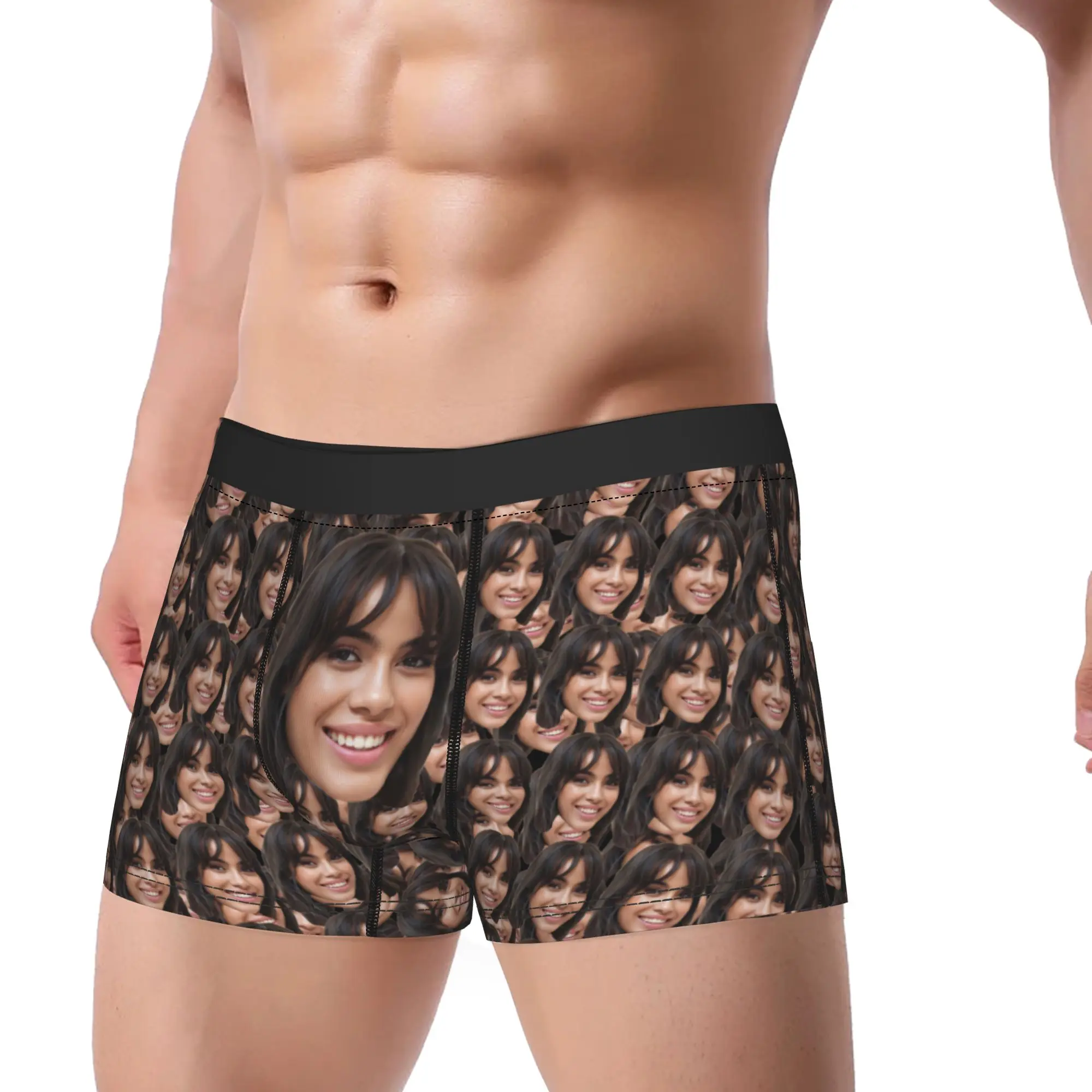 Men's Personalized Facial Photo Boxer Briefs Shorts Panties Breathable Underwear Customizd DIY Male Humor Plus Size Underpants