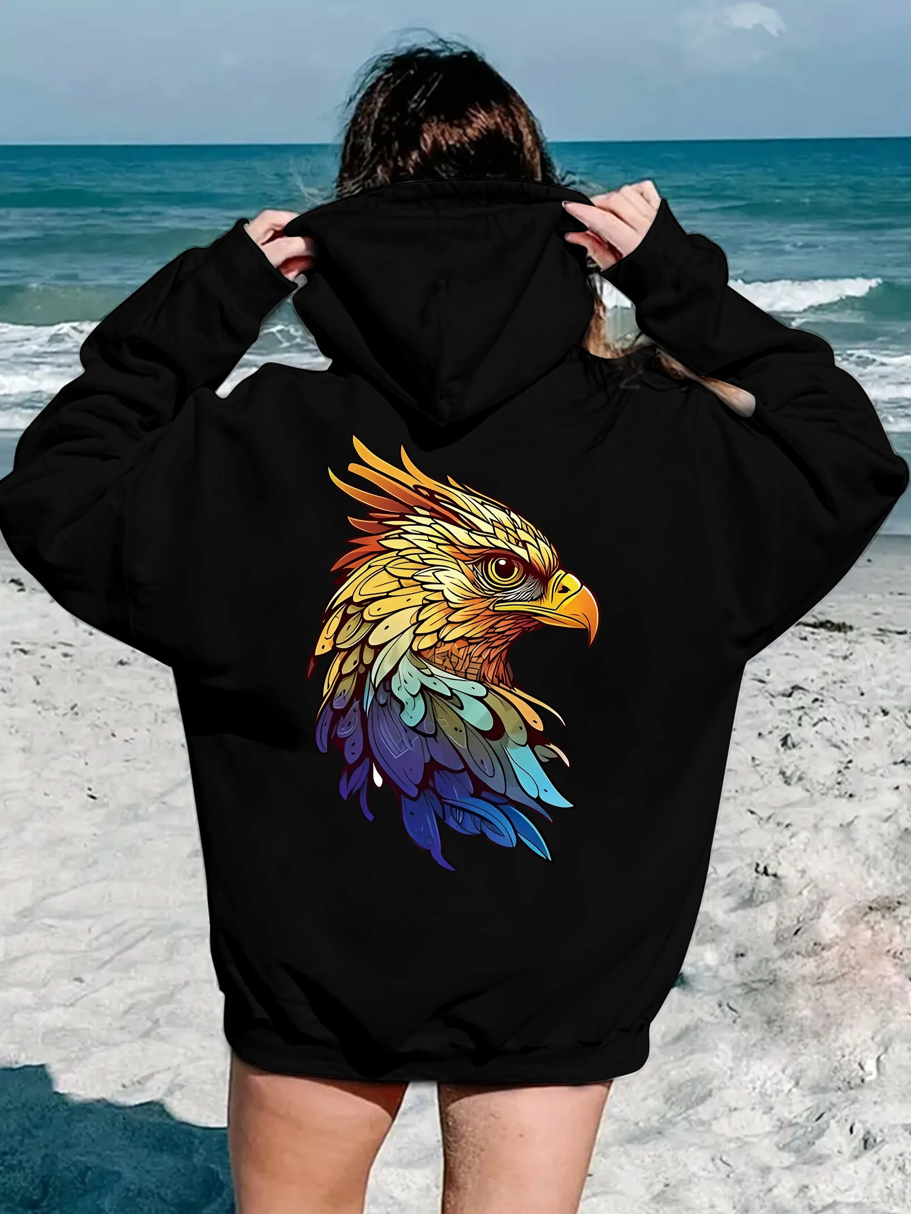 

Bird Graphic Printing Autumn and Winter Pure Cotton Men's and Women's Hoodies Casual Outdoor Street Sports Loose Training Brand