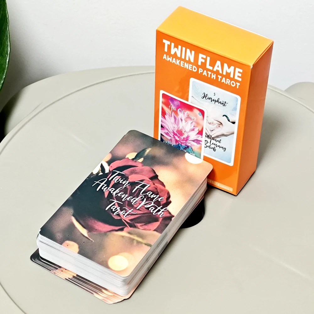 Twin Flame Awakened Path Tarot 78 Pcs 10.3*6cm Keyword Cards with Meaning Oracle Card Deck Picture Tarot Reading Cards