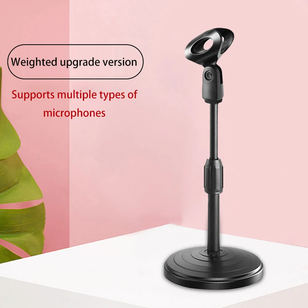 Desktop Mic Stand Portable Mic Clip Holder Adjustable Microphone Stand for Dynamic Microphone for Meetings Lectures Podcasts