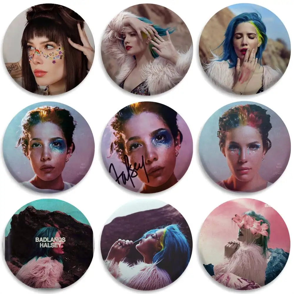 

H-Halsey Singer Cool Badges Round Exquisite Badge Brooches Creative Pins For Clothes Hat Backpack Gift Accessories