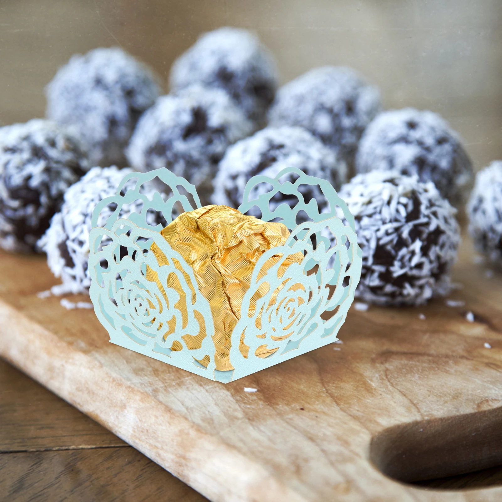 

50Pcs Chocolate Liners Metallic Truffle Wrappers Safe Paper Material for Elegant Holiday and Wedding Table Centerpieces