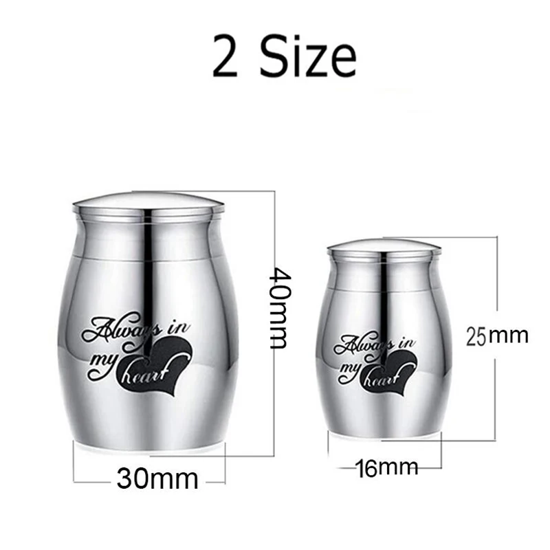 Dropshipping Mini Stainless Steel Decorative Cremation Keepsake Urns for Ashes Small Funeral Urns Memorial Ashes Holder 2 Size