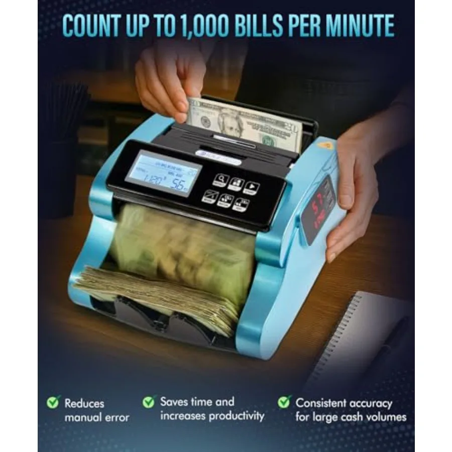 آلة عداد الفواتير عالية السرعة مع كشف الأشعة فوق البنفسجية MG IR DD وشاشة LCD قادرة على معالجة 1000 فولت في الدقيقة عروض الإعلان #2