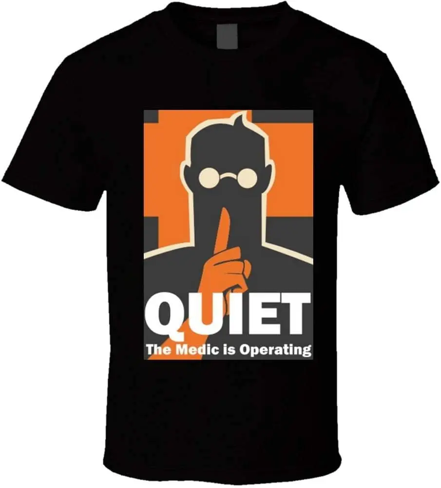 Medic Team Fortress 2 TF2 t-Shirt Quiet Medic is Operating Video Game Shirts Black New Fashion Top Tees