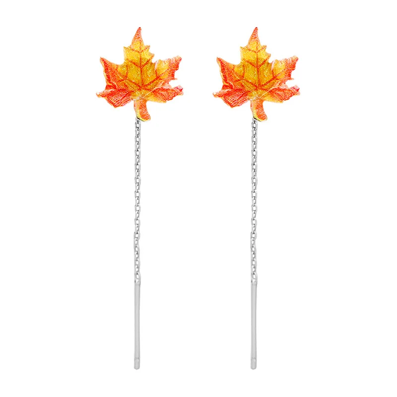 الأحمر مابل ليف الأذن الموضوع الاكريليك الملمس ورقة الأذن الأظافر المرأة عطلة حزب هدية اكسسوارات الأزياء الكورية #5