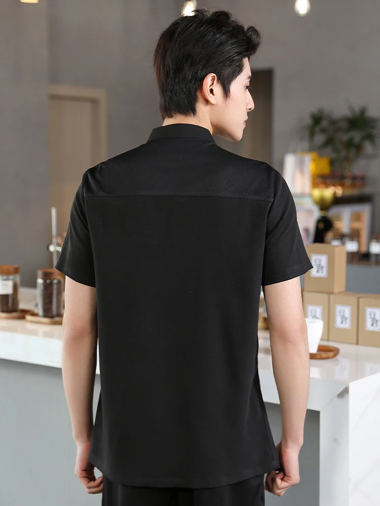 Chef Uniform Shirt Short Sleeve Chef Jackets Men Restaurant Kitchen Waiter Top Cooking Clothing Hotel Working Clothes