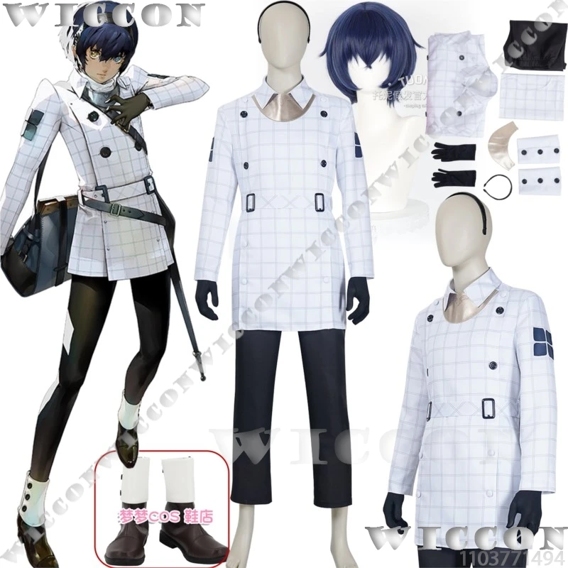 Will Cosplay Game Metaphor: ReFantazio Protagonist Cosplay Costume Prop White Uniform Blue Wig Shoes Man Holloween Customized