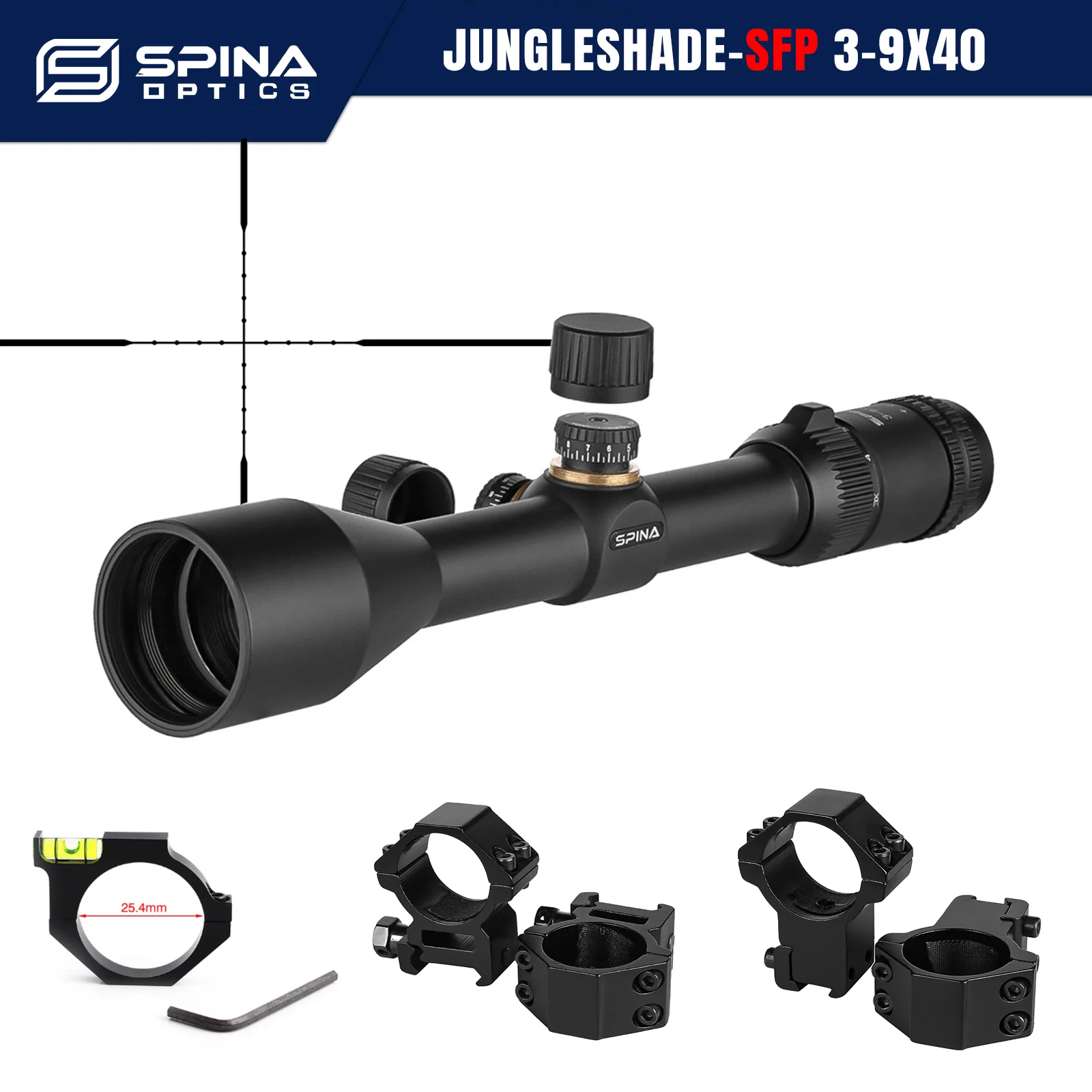 SPINA OPTICS JS 3-9X40 Glass Etched Reticle Optical Spring Rifle Carbine Scope Sight w Picatinny&Dovetail Mount&Bubble level