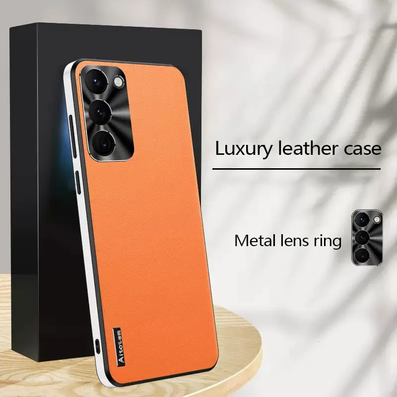 New Luxury Leather Phone Case for Samsung Galaxy S25＋ S24 Ultra S23 S22 S21 Metal Lens Frosted Anti-Fingerprint Protective Cover
