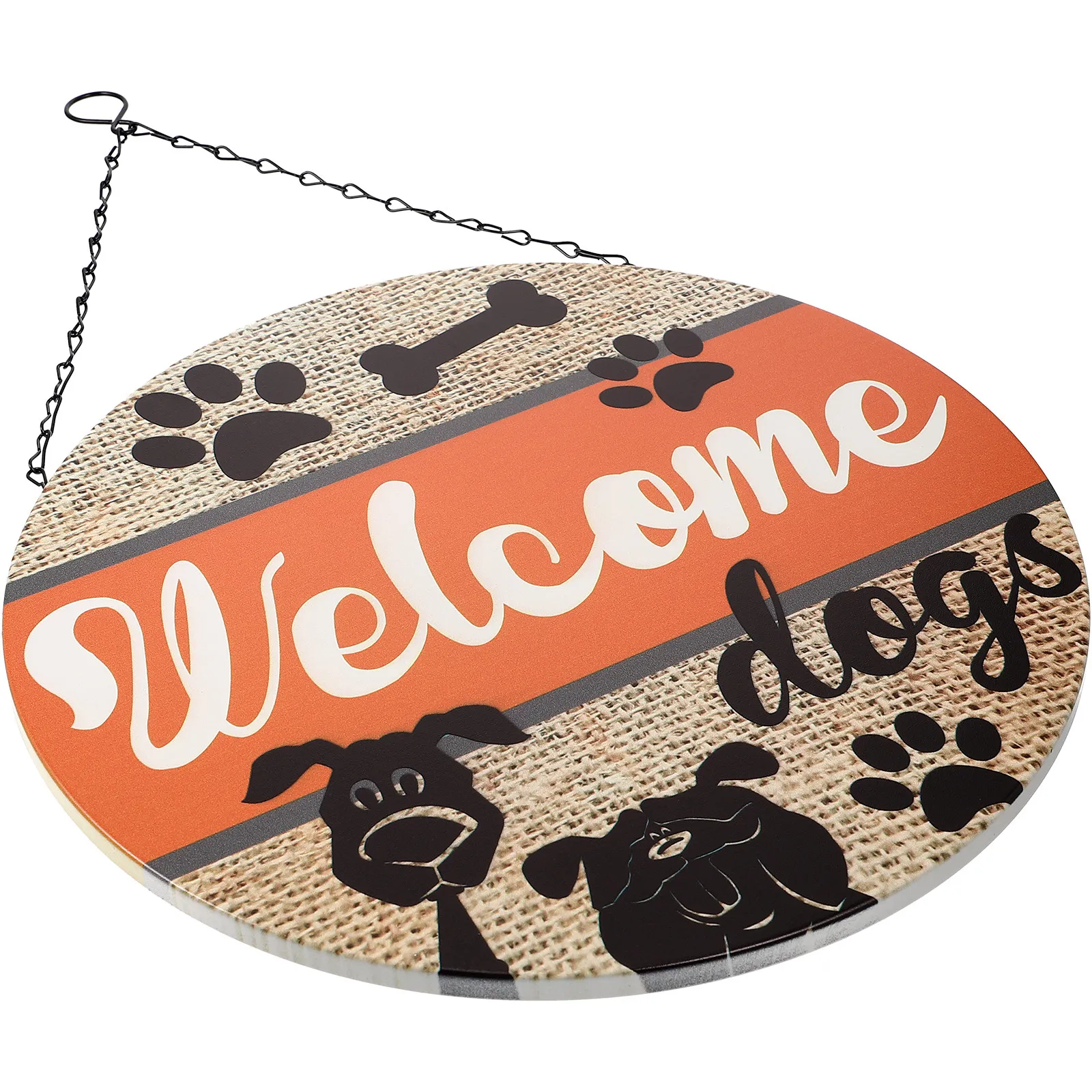 Iron Art Round Door Sign Rusty Style Front Door Welcome Dogs Pendant Vintage Hanging Plaque Decorative Porch Decor Iron Welcome