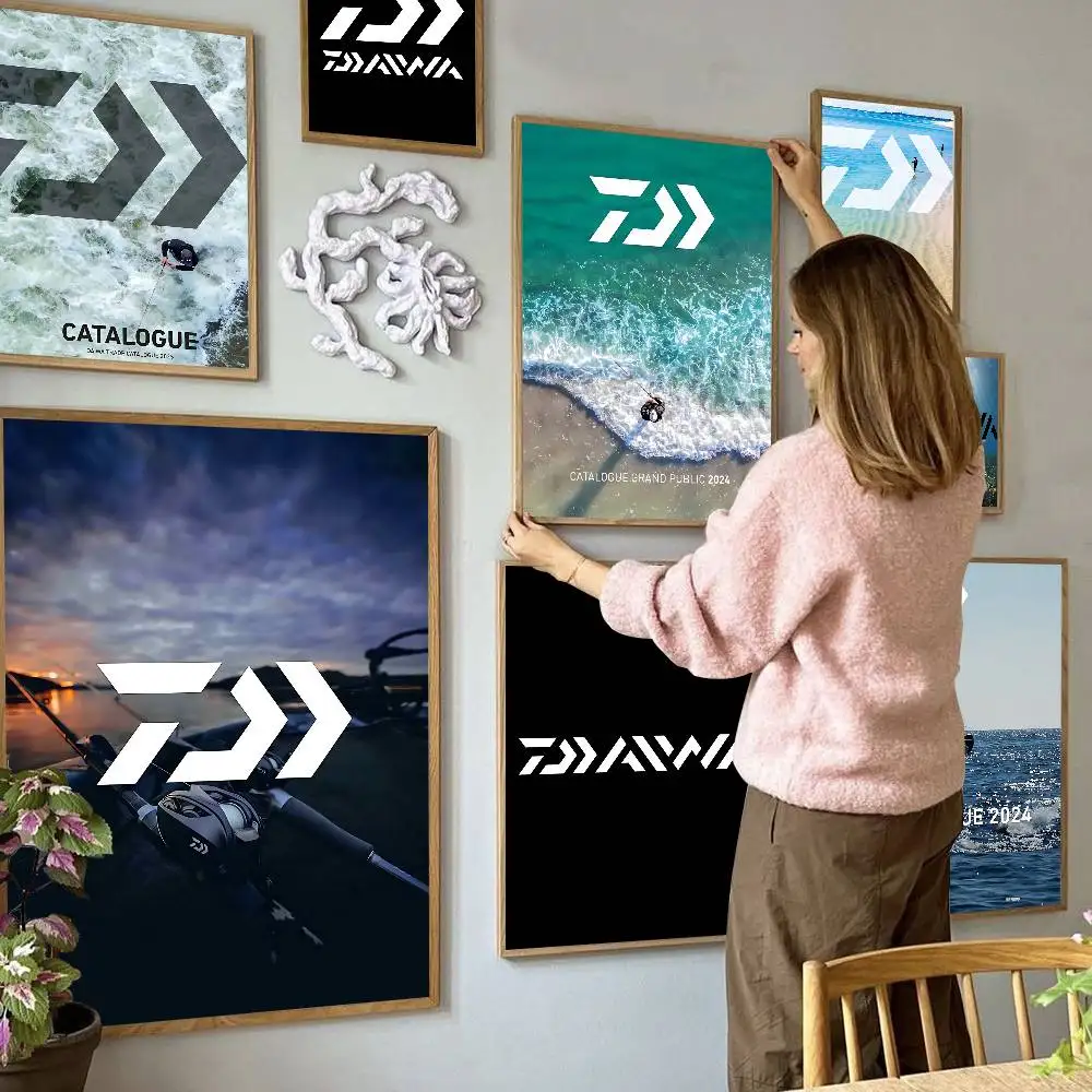 Fishing Tackle Brand D-Daiwa Classic Vintage Posters Decoracion Painting Wall Art White Kraft Paper Kawaii Room Decor