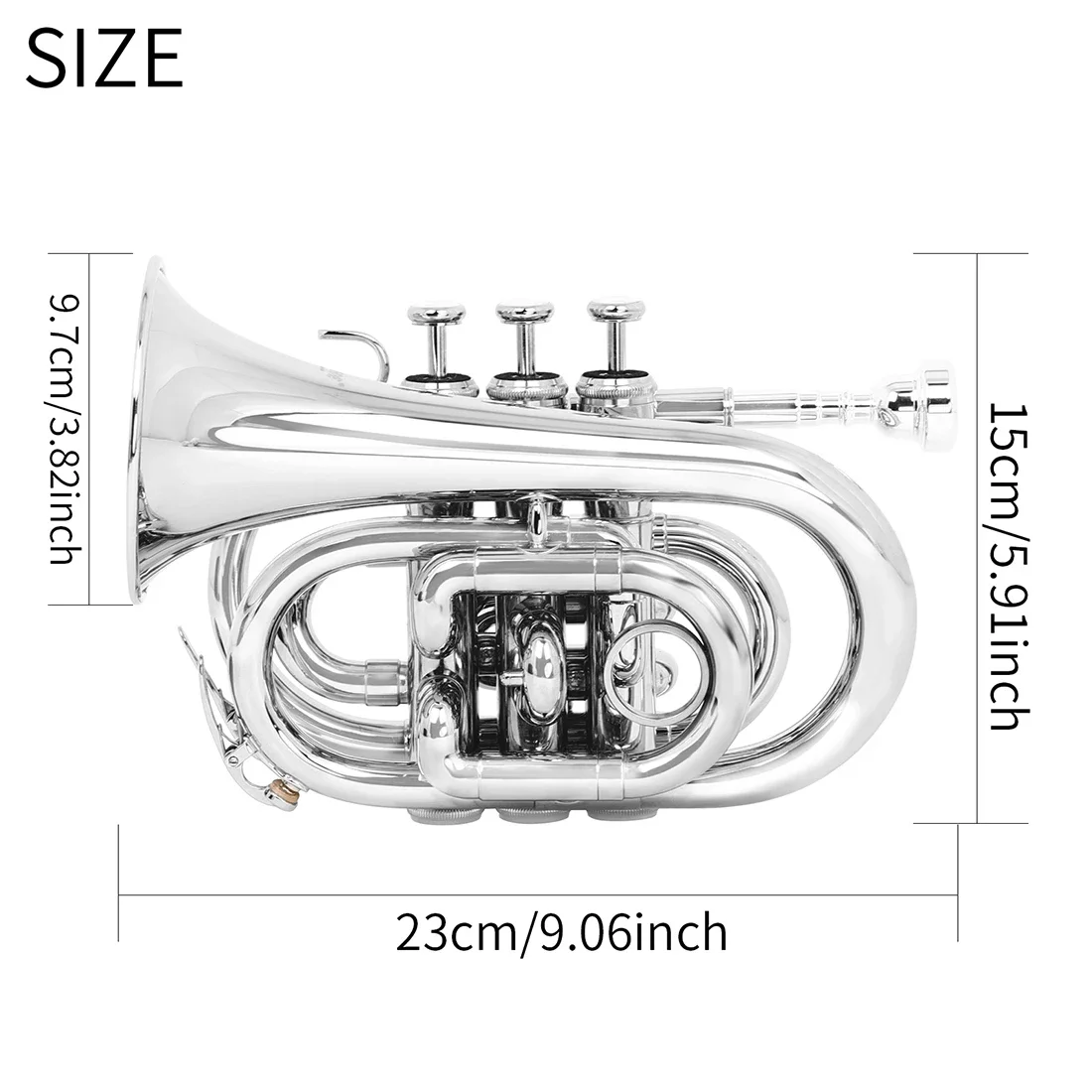 SLADE Mini Pocket Trumpet Bb Flat Brass Gold-Painted Exquisite Durable Musical Instrument with Mouthpiece Gloves Strap And Case
