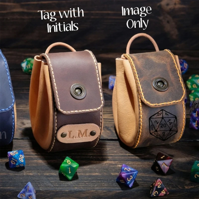 Da PU Dây Rút Túi Xúc Xắc Túi Vintage Tiền, Trang Sức Túi Bảo Quản Cho Trò Chơi Nhập Vai Phụ Kiện Thu
