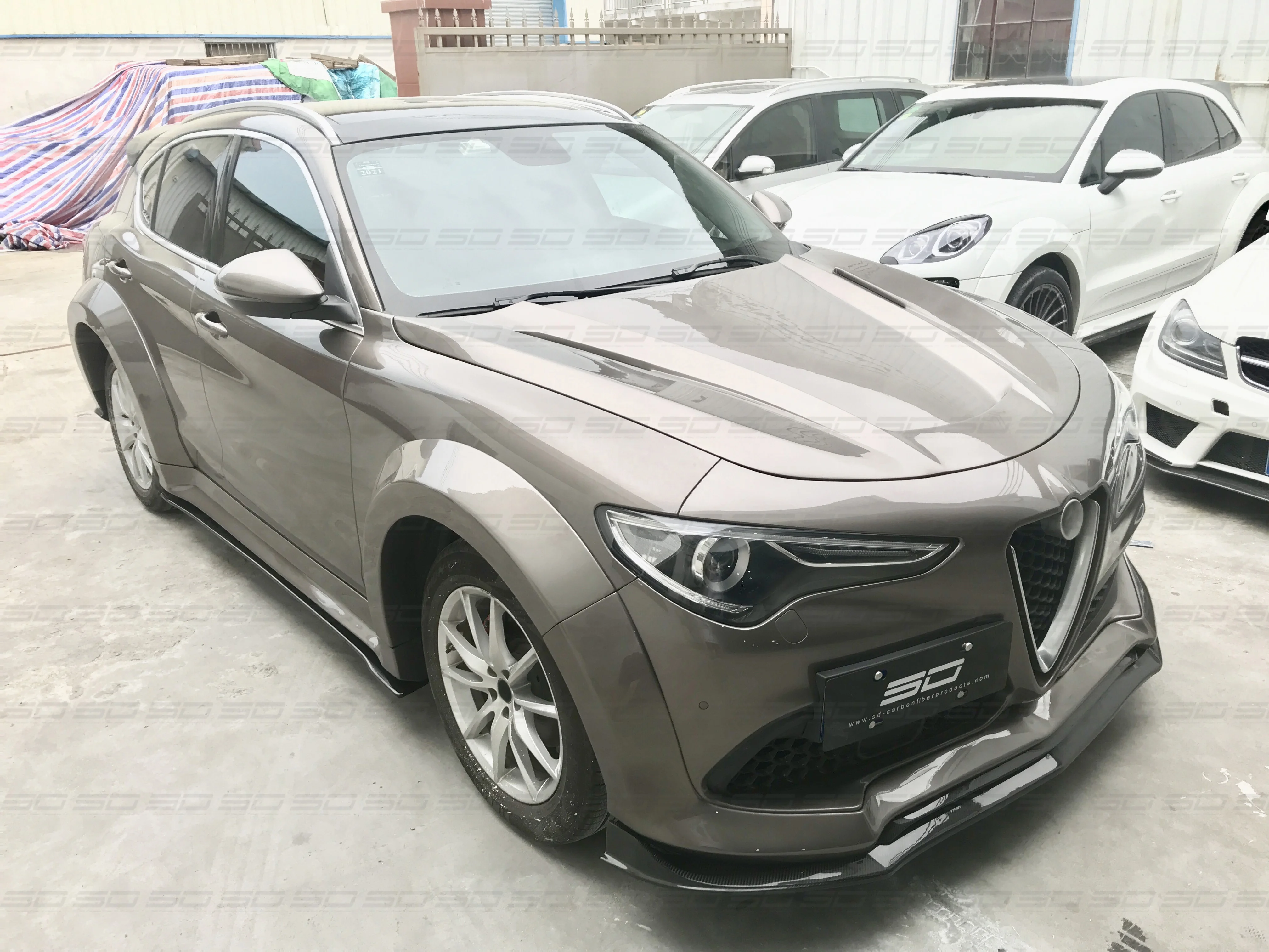 SD Style Carbon Fiber Car Accessories For Alfa Romeo Stelvio Engine Hood Bonnet