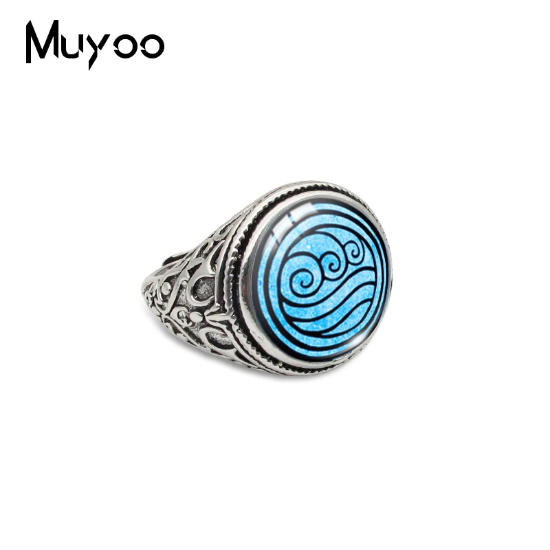 New Fashion Avatar The Last Airbender Antique Rings Kingdom Jewelry Air Nomad Fire And Water Tribe Jewelry Glass Dome Rings