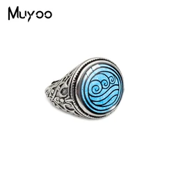 New Fashion Avatar The Last Airbender Antique Rings Kingdom Jewelry Air Nomad Fire And Water Tribe Jewelry Glass Dome Rings