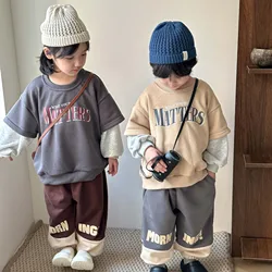 2024 primavera nuovi bambini manica lunga felpa Casual moda lettera stampa ragazzi ragazze Pullover bambini top larghi vestiti del bambino