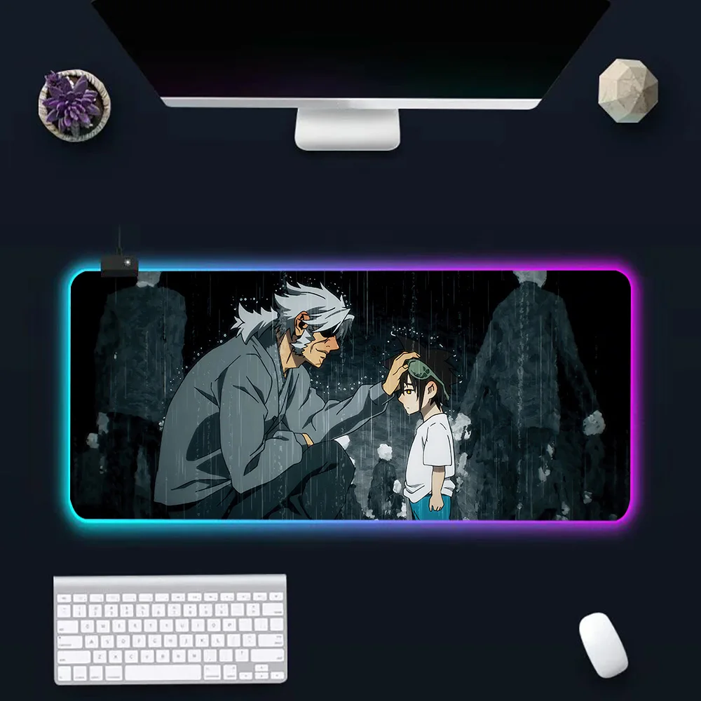 Anime The God of High School RGB Pc Gamer Keyboard Mouse Pad Mousepad LED Glowing Mouse Mats Rubber Gaming Computer Mausepad