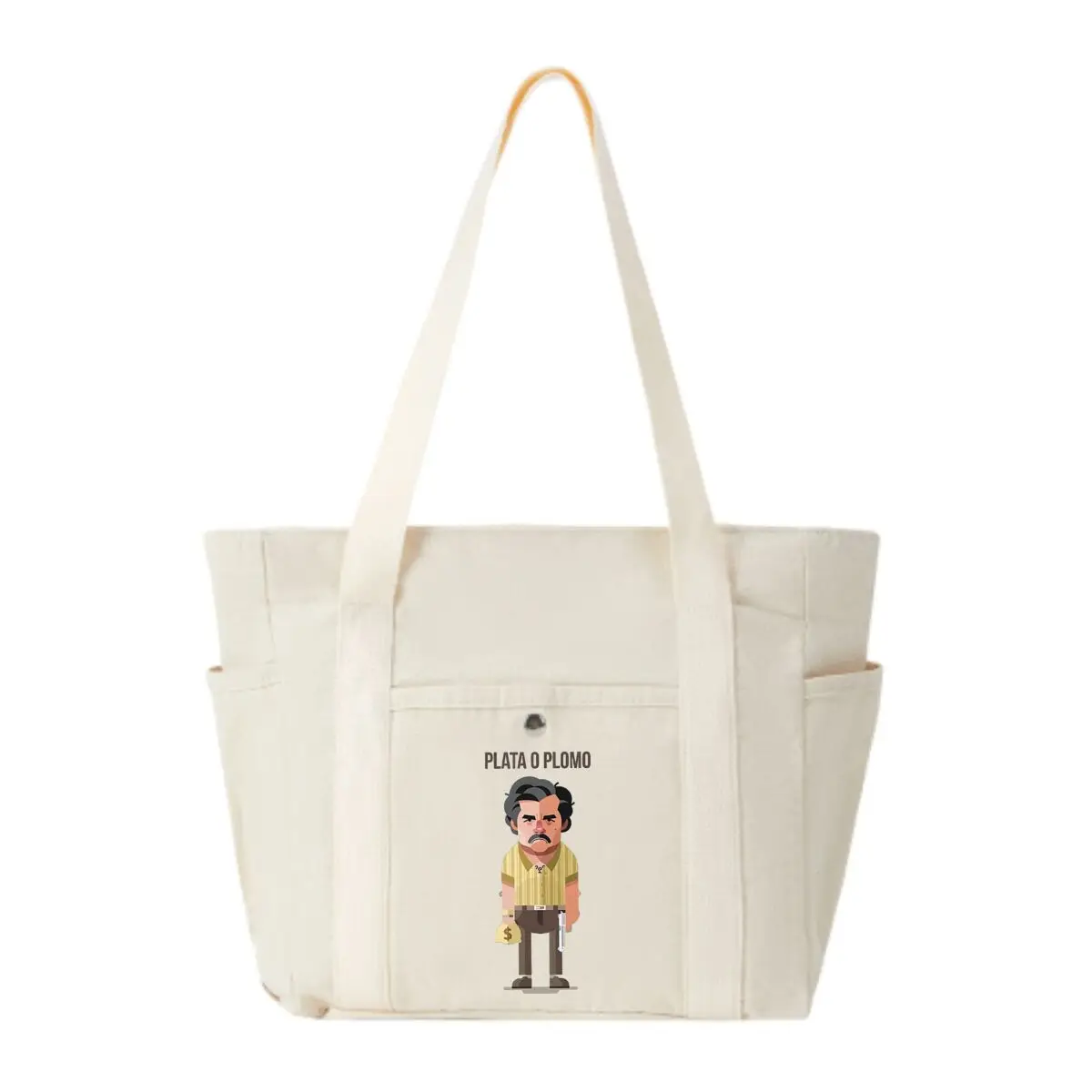 

Plata O Plomo дизайн с белым узором Холщовая сумка большой вместимости с несколькими карманами на плечо Практичная сумка для покупок