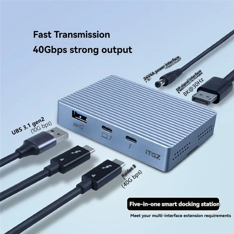 A47F-ITGZ 40Gbps ثنائي الخليج Thunderbolt SSD محطة إرساء M.2 NVME 2280 SSD الضميمة DP8K @ 30 هرتز USB3.1 Gen2 محطة قاعدة الولايات المتحدة