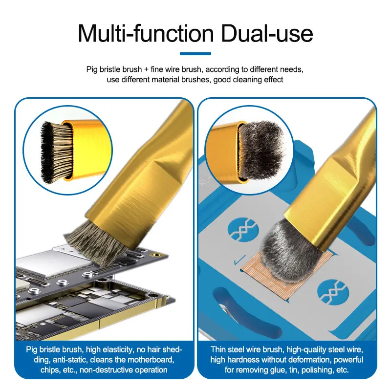 Sunshine SS-022D-Cepillo de Doble cabezal para placa base de teléfono, pegamento de Chip IC, limpieza y eliminación de corrosión, prevención de óxido, cepillo de acero