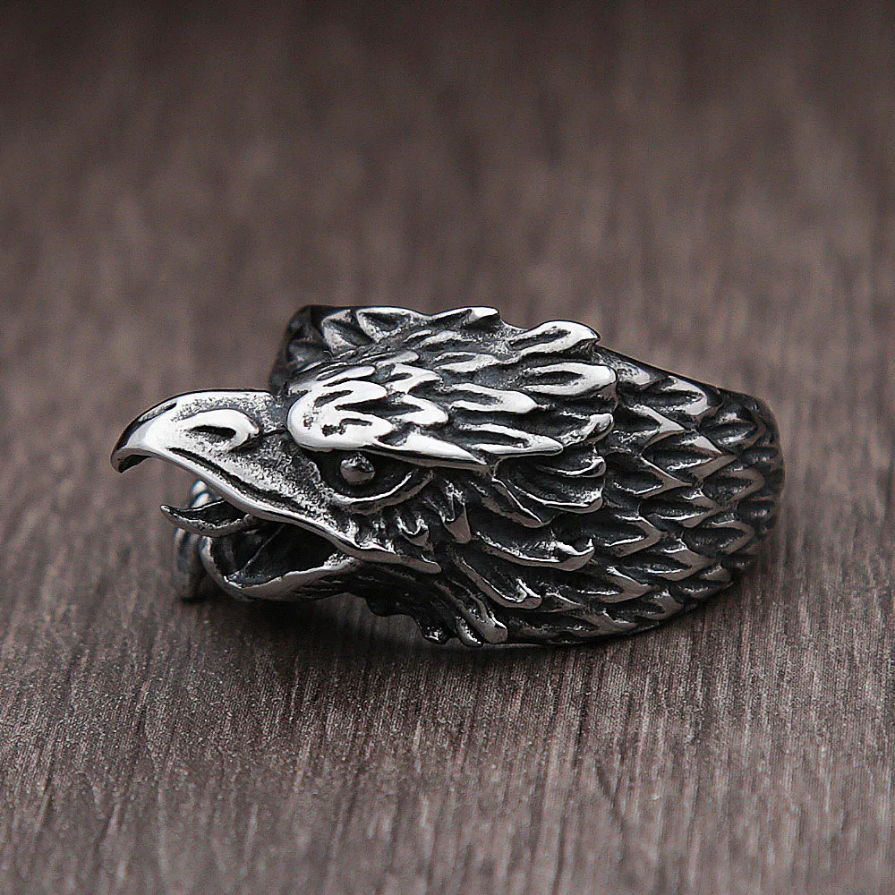 Nordic Mythology Odin Raven Ring For Men Vintage 316L Stainless Steel Viking Rings Biker Crow Ring Jewelry Gift Wholesale