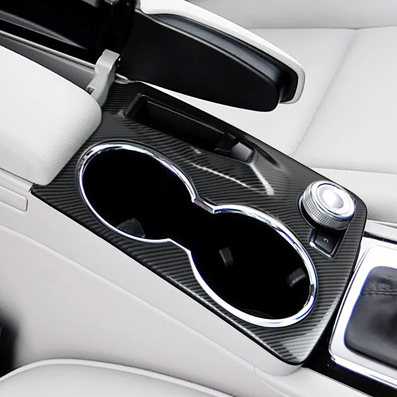 

Stainless Steel Sticker Car Console Water Cup Holder Panel Frame Carbon Fiber Color Trim For Mercedes Benz GLK X204 2008-15 LHD