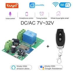 Tuya WIFI Smart Garage Gate Electric Door Access Motor Switch,DC 12V 24V 32V AC 220V,1 Channel Pulse Relay Module,RF433 Remote