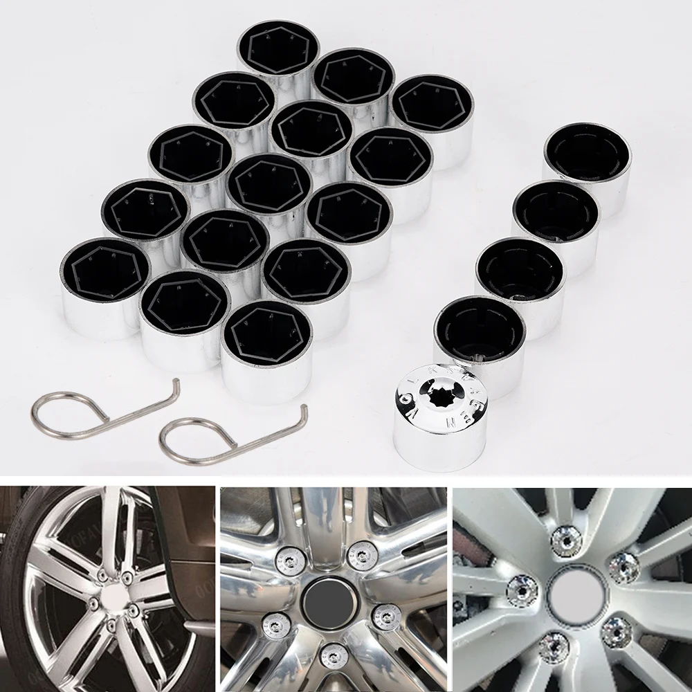 17MM 20PCs/Set ALLOY WHEEL LOOKING NUT LUG BOLTS COVERS CAPS FOR VW /GOLF /PASSAT /POLO