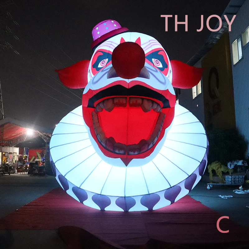 fast shipping,6m 20ft Halloween Clown Inflatable Decoration, color LED lighting inflatable clown head balloon