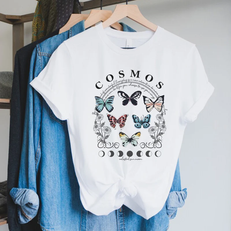 T-shirt rétro abricot pour femmes, vêtement d'été décontracté et mignon, à la mode, streetwear