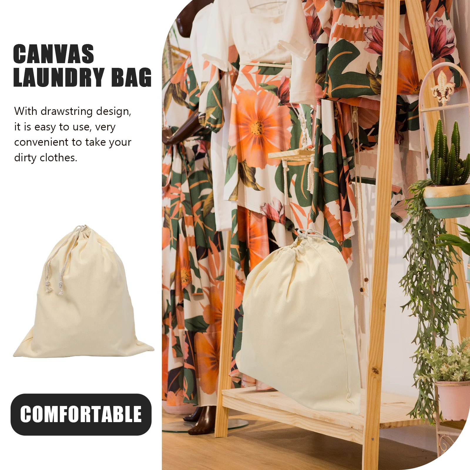 

Drawstring Laundry Bag Large Foldable Canvas Dirty Clothes Organizer Storage Pouch Travel Bathroom Use Canvas Laundry Bag