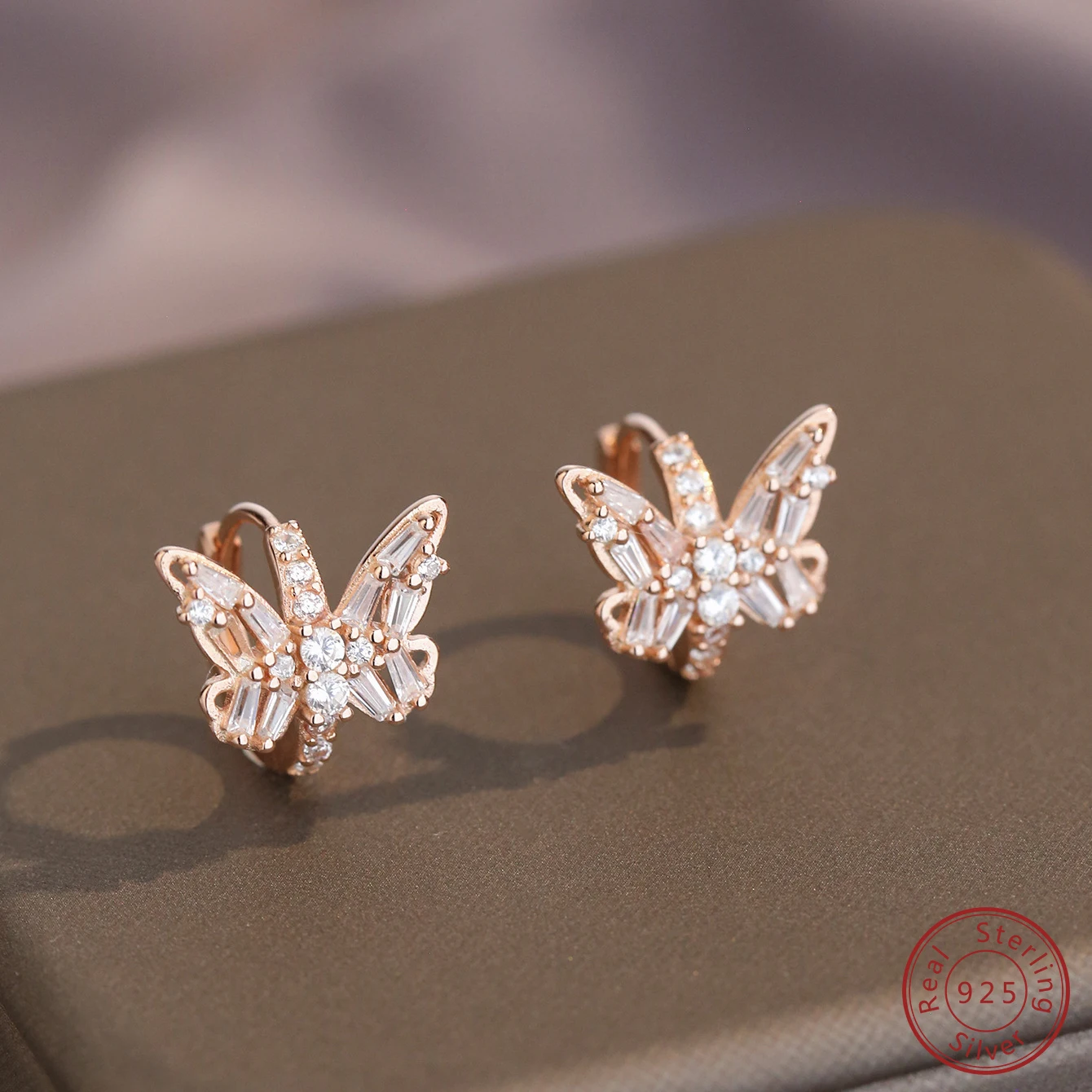 2024 New Creative Design 100% 925 sterling silver Butterfly zircon earrings woman personalized fashion Trendy jewelry gifts