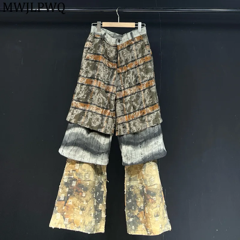 

MWJLPWQ поддельные расклешенные повседневные брюки из 3 предметов, мужские уличные брюки Y2K с принтом, осень 2023, новые свободные брюки в стиле хип-хоп 11670