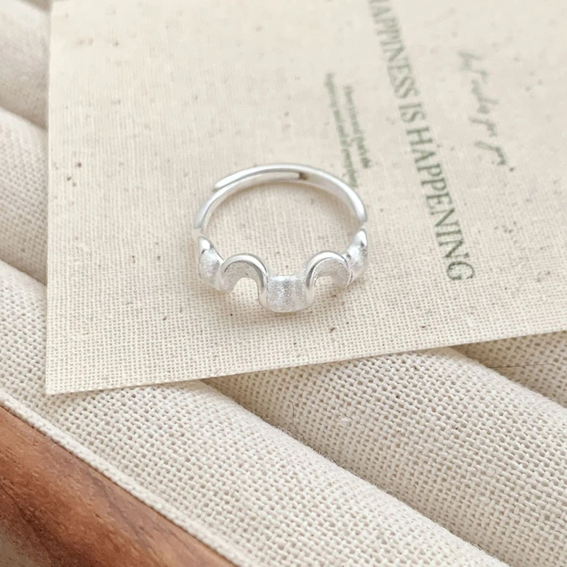 GANPUP Minimalistischer Gebürsteter Verstellbarer Fingerring für Damen, Modischer Silberfarbener Ring, Schmuckgeschenk für Partys – Detail 4